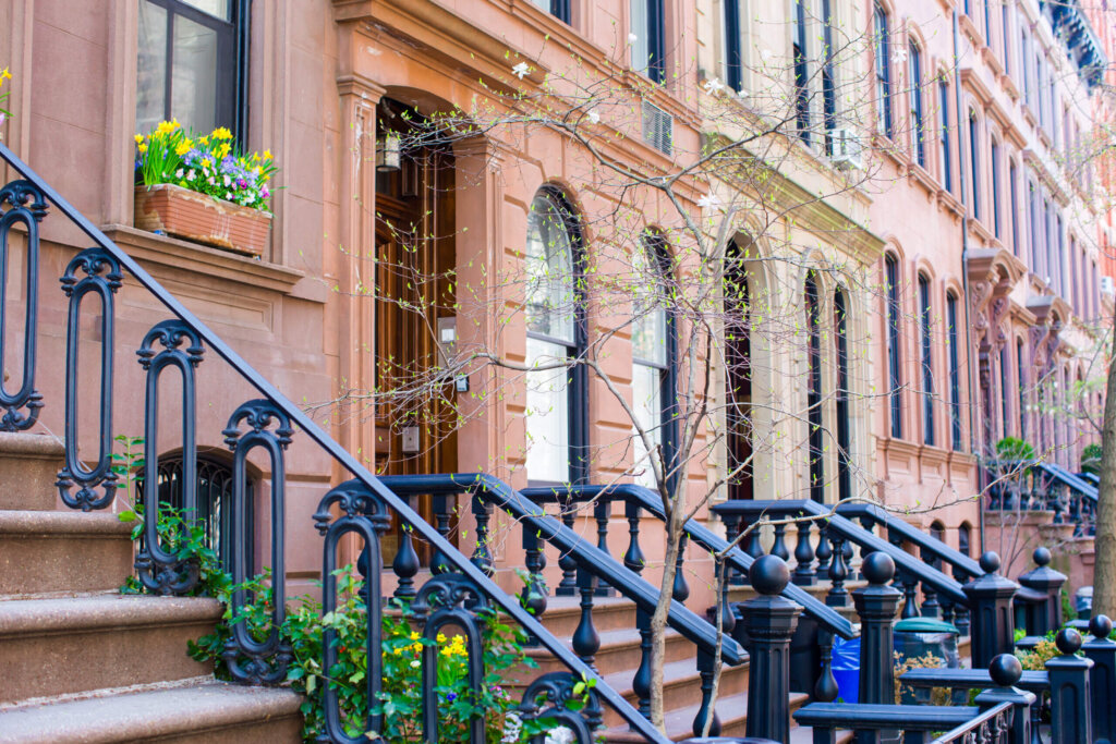 West village building front door stairs